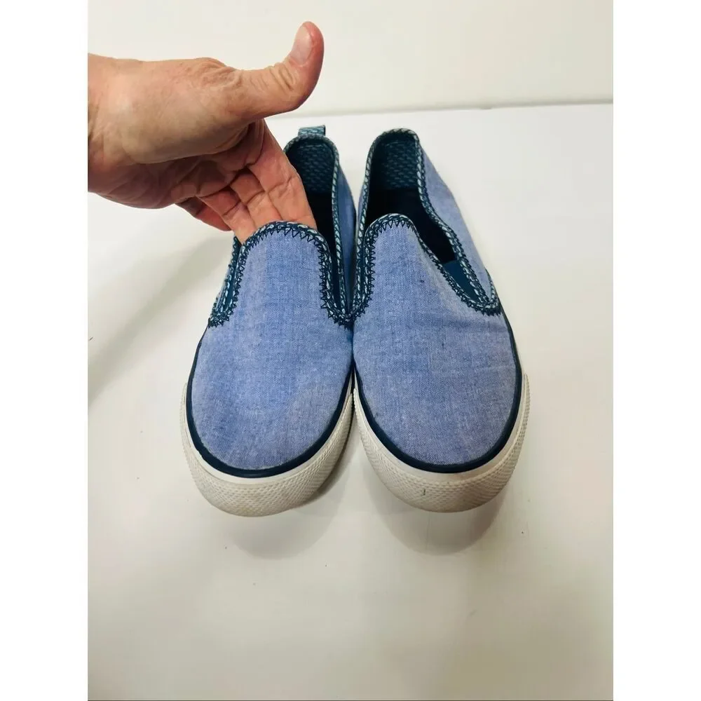 Sperry Seaside Vineyard Vines Blue Women's Slip On Canvas Sneakers Comfort Sz 8